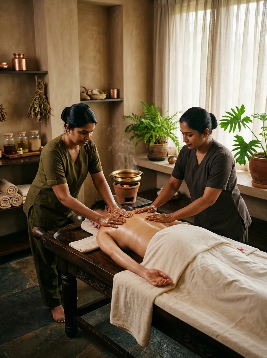 Ayurvedic full body massage Abhyanga for muscle pain relief detoxification and skin nourishment at Seth Arana