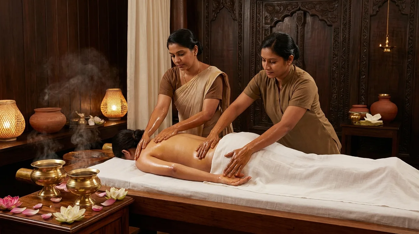 Ayurvedic full body massage Abhyanga for muscle pain relief detoxification and skin nourishment at Seth Arana