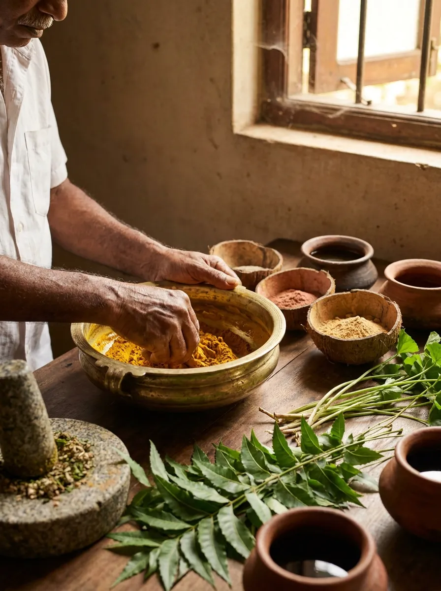 Herbal oil preparation at Seth Arana